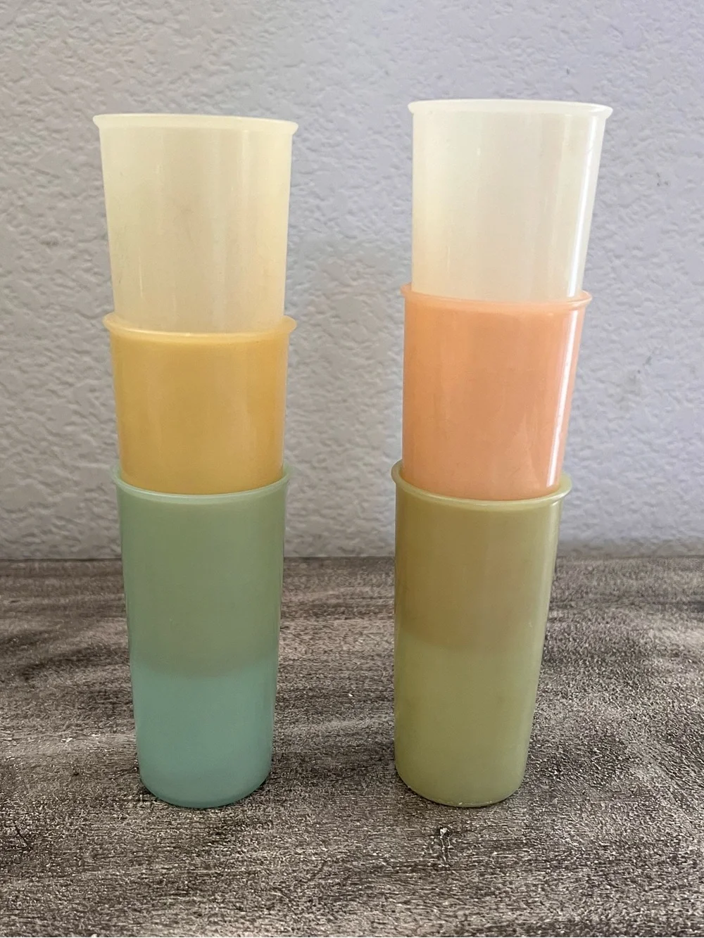 Vintage Set of 6 Retro 70s Tupperware Pastel 6oz Tumblers juice cups